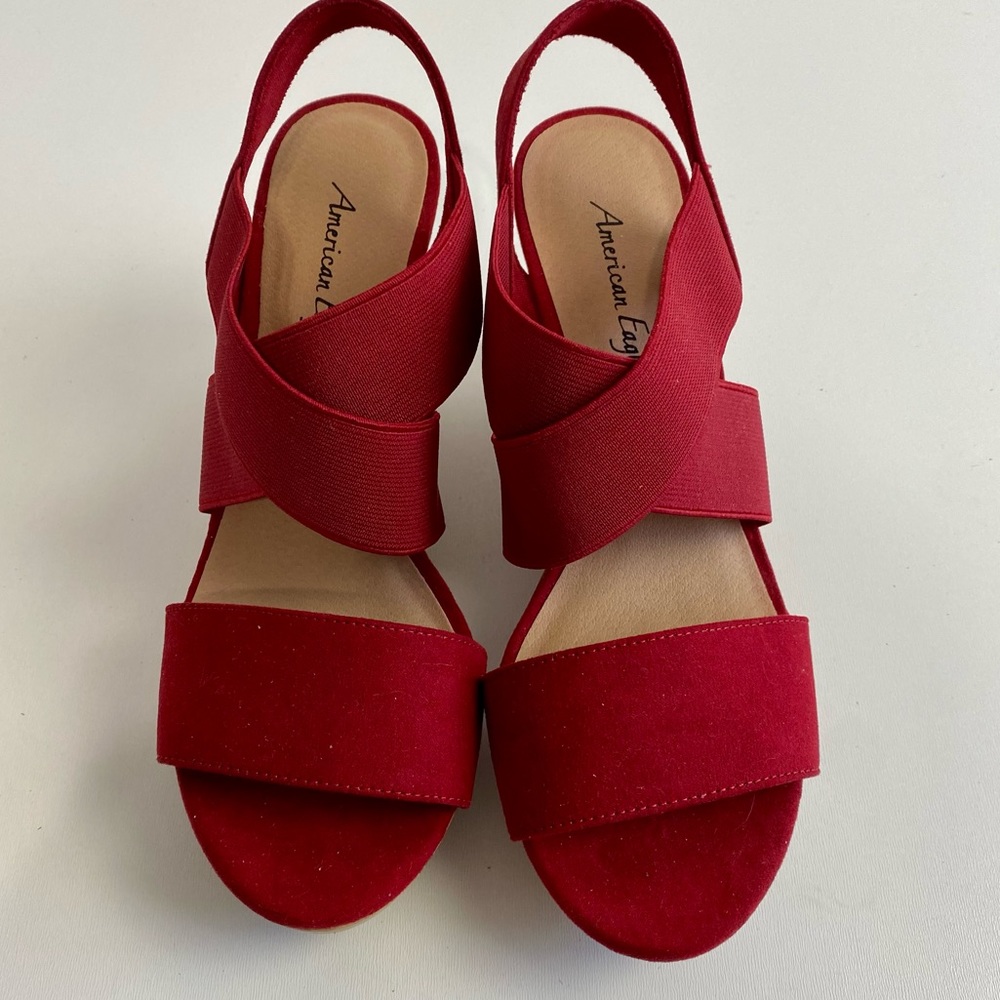 American Eagle Wedges Faux Cork Sandals Size 6.5